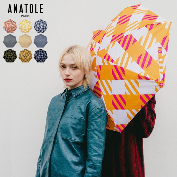 ANATOLE PARIS 折りたたみ傘 ツイード&チェック